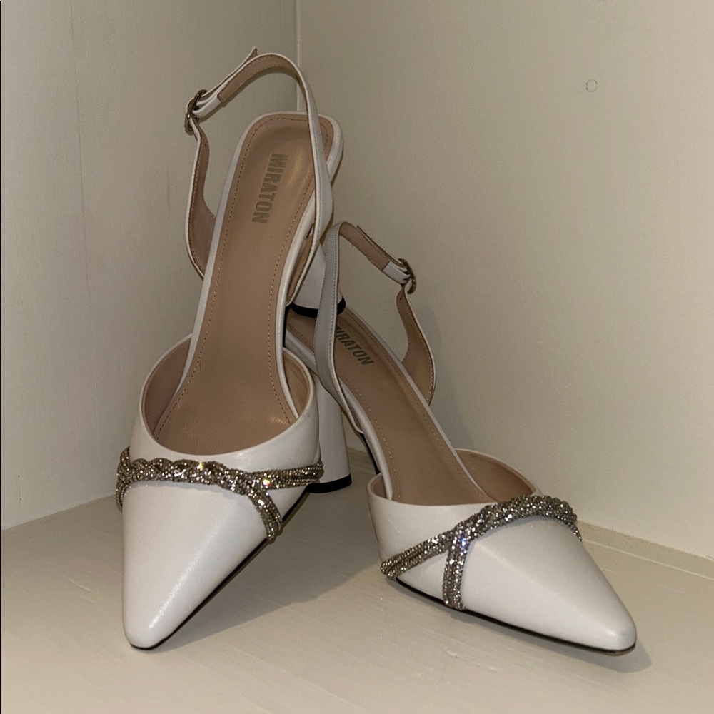 6.5 - White and Silver Heels